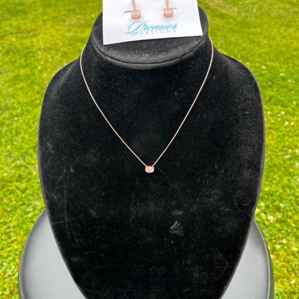 Premier designs rose gold necklace With matching earrings and bracelet